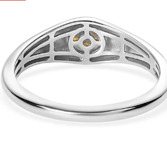 Natural Yellow Diamond I3 Ring in Platinum Over Sterling Silver 0.10 ctw - Picture 5 of 5